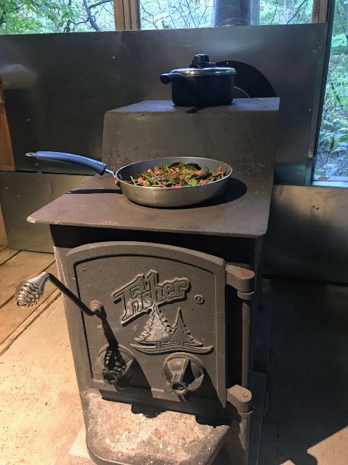 cooking on a wood stove